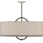 Meyda Lighting Cilindro 34" 3-Light Nickel Rotunda Pendant Light With Laura White Textrene Shade