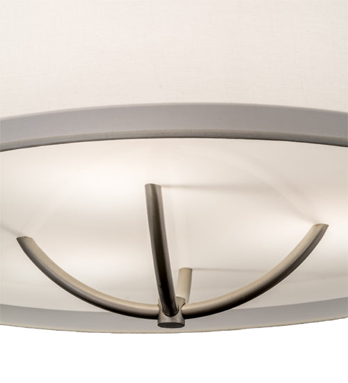 Meyda Lighting Cilindro 34" 3-Light Nickel Rotunda Pendant Light With Laura White Textrene Shade