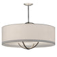 Meyda Lighting Cilindro 34" 3-Light Nickel Rotunda Pendant Light With Laura White Textrene Shade