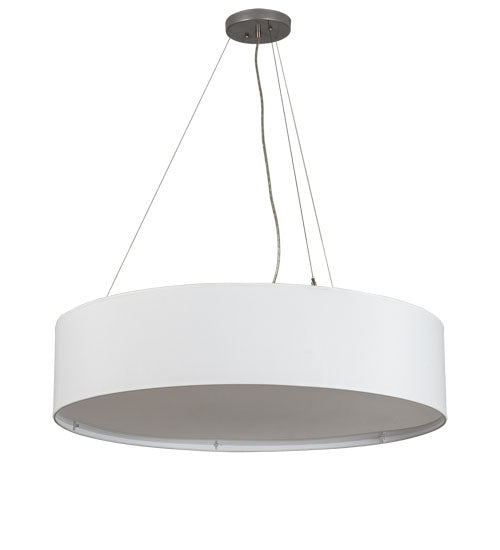 Meyda Lighting Cilindro 34" 3-Light Nickel & White Pendant Light With White Textrene & Statuario Idalight Shade