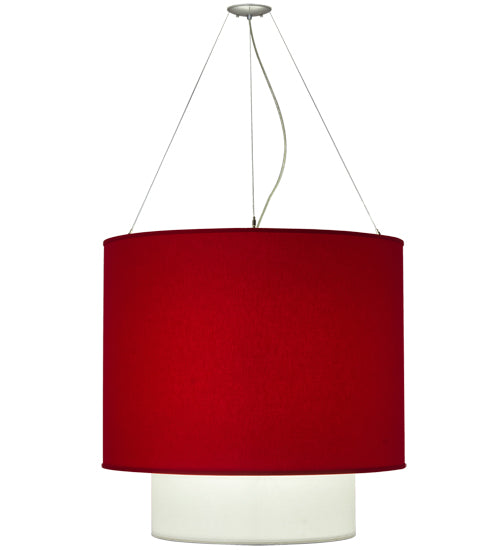 Meyda Lighting Cilindro 34" 4-Light 2-Tier Pendant Light With Red Textrene & White Staturio Idalight Shade