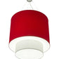 Meyda Lighting Cilindro 34" 4-Light 2-Tier Pendant Light With Red Textrene & White Staturio Idalight Shade