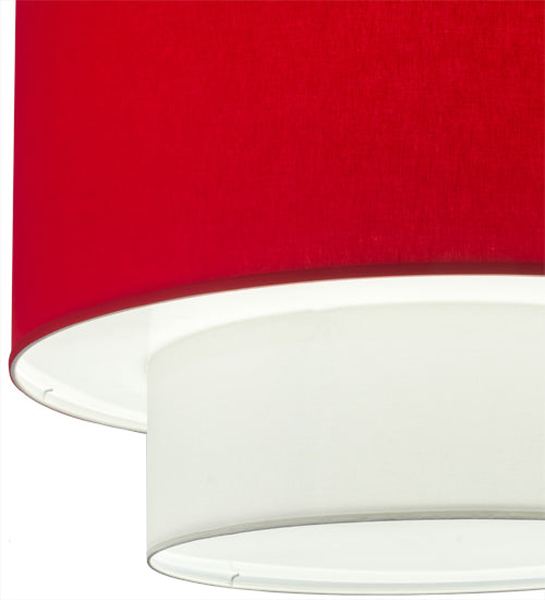Meyda Lighting Cilindro 34" 4-Light 2-Tier Pendant Light With Red Textrene & White Staturio Idalight Shade