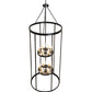 Meyda Lighting Cilindro 36" 12-Light Solar Black Leeds Pendant Light With Ivory Faux Candlelight