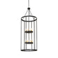 Meyda Lighting Cilindro 36" 12-Light Solar Black Leeds Pendant Light With Ivory Faux Candlelight