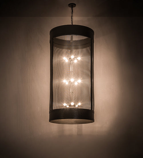 Meyda Lighting Cilindro 36" 15-Light Timeless Bronze Golpe Cage Pendant Light