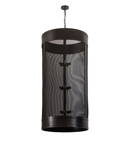 Meyda Lighting Cilindro 36" 15-Light Timeless Bronze Golpe Cage Pendant Light