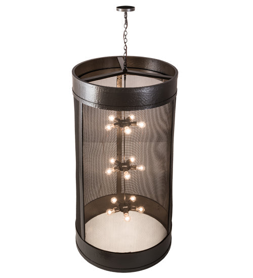 Meyda Lighting Cilindro 36" 15-Light Timeless Bronze Golpe Cage Pendant Light