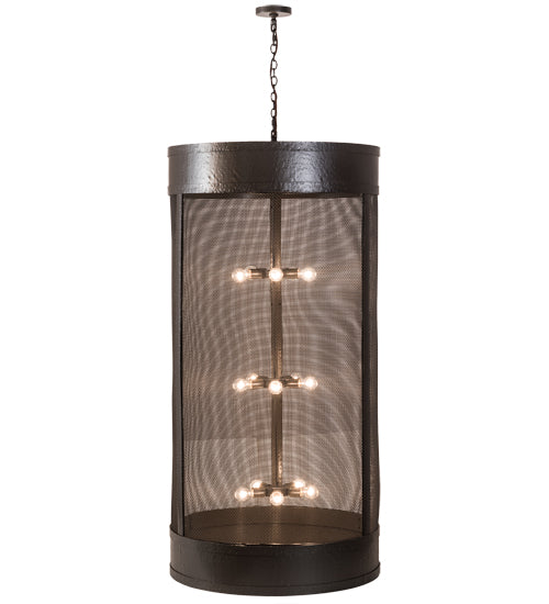 Meyda Lighting Cilindro 36" 15-Light Timeless Bronze Golpe Cage Pendant Light
