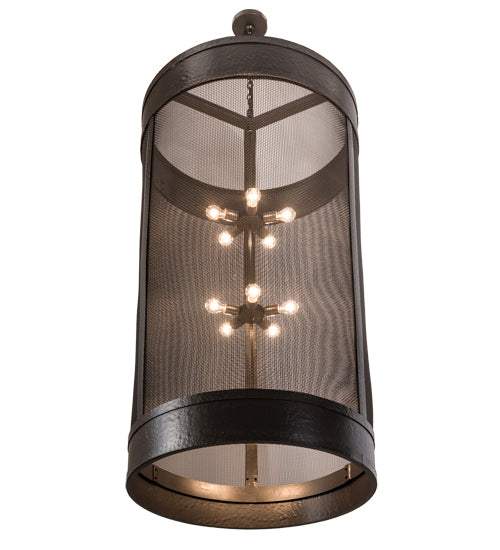 Meyda Lighting Cilindro 36" 15-Light Timeless Bronze Golpe Cage Pendant Light
