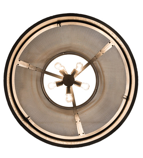 Meyda Lighting Cilindro 36" 15-Light Timeless Bronze Golpe Cage Pendant Light