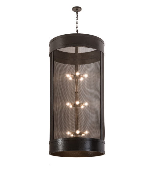 Meyda Lighting Cilindro 36" 15-Light Timeless Bronze Golpe Cage Pendant Light