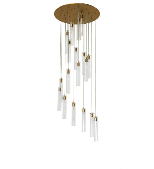 Meyda Lighting Cilindro 36" 18-Light Gold Metallic Cascading Pendant Light With Clear Shade Glass