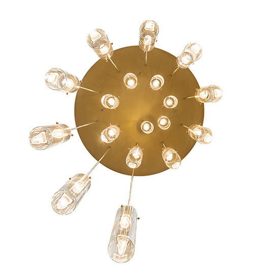 Meyda Lighting Cilindro 36" 18-Light Gold Metallic Cascading Pendant Light With Clear Shade Glass