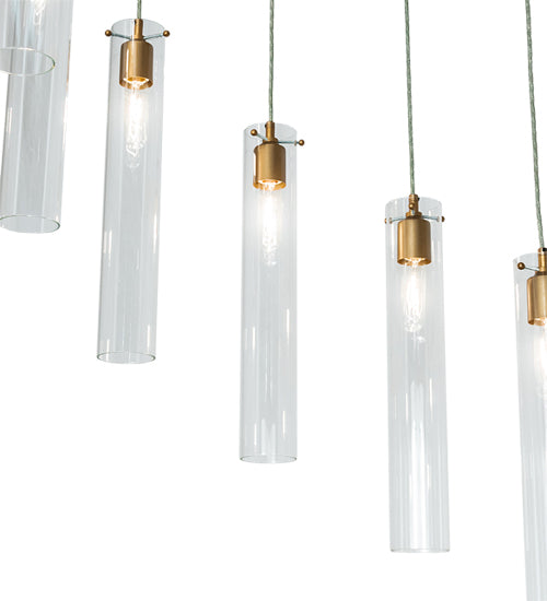 Meyda Lighting Cilindro 36" 18-Light Gold Metallic Cascading Pendant Light With Clear Shade Glass