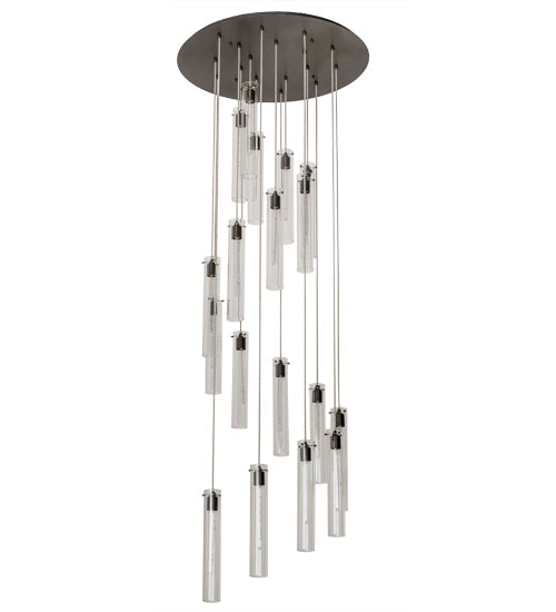 Meyda Lighting Cilindro 36" 18-Light Timeless Bronze Cascading Pendant Light With Clear Shade Glass