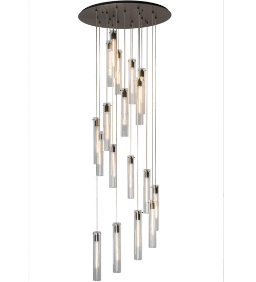 Meyda Lighting Cilindro 36" 18-Light Timeless Bronze Cascading Pendant Light With Clear Shade Glass