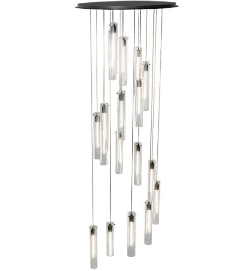 Meyda Lighting Cilindro 36" 18-Light Timeless Bronze Cascading Pendant Light With Clear Shade Glass
