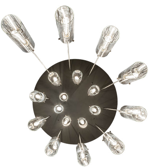 Meyda Lighting Cilindro 36" 18-Light Timeless Bronze Cascading Pendant Light With Clear Shade Glass