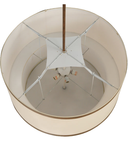 Meyda Lighting Cilindro 36" 2-Light 2-Tier Cortez Gold Pendant Light With Beige Natural Linen Textrene Shade