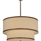 Meyda Lighting Cilindro 36" 2-Light 2-Tier Cortez Gold Pendant Light With Beige Natural Linen Textrene Shade