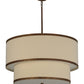 Meyda Lighting Cilindro 36" 2-Light 2-Tier Cortez Gold Pendant Light With Beige Natural Linen Textrene Shade