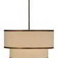 Meyda Lighting Cilindro 36" 2-Light 2-Tier Cortez Gold Pendant Light With Beige Natural Linen Textrene Shade