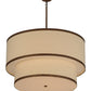 Meyda Lighting Cilindro 36" 2-Light 2-Tier Cortez Gold Pendant Light With Beige Natural Linen Textrene Shade