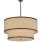 Meyda Lighting Cilindro 36" 2-Light 2-Tier Cortez Gold Pendant Light With Beige Natural Linen Textrene Shade