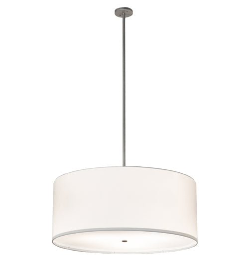Meyda Lighting Cilindro 36" 3-Light Brushed Nickel Pendant Light With White Linen Textrene Shade