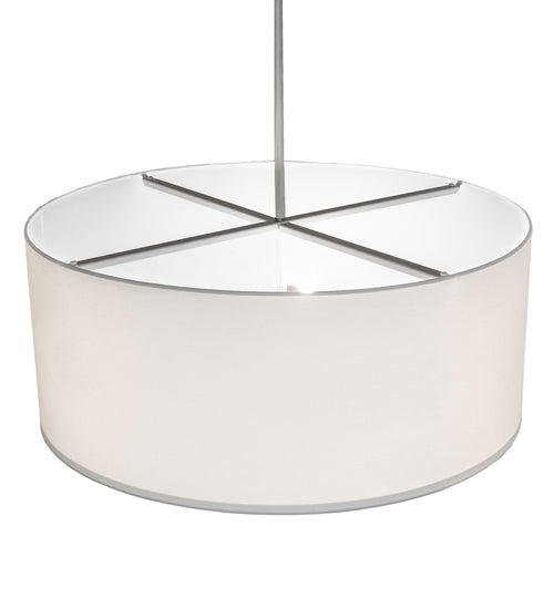Meyda Lighting Cilindro 36" 3-Light Brushed Nickel Pendant Light With White Linen Textrene Shade