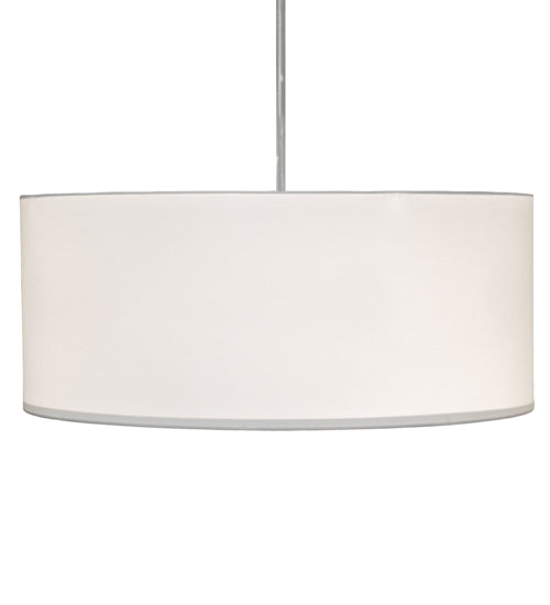 Meyda Lighting Cilindro 36" 3-Light Brushed Nickel Pendant Light With White Linen Textrene Shade