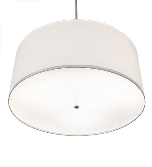 Meyda Lighting Cilindro 36" 3-Light Brushed Nickel Pendant Light With White Linen Textrene Shade
