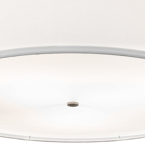 Meyda Lighting Cilindro 36" 3-Light Brushed Nickel Pendant Light With White Linen Textrene Shade
