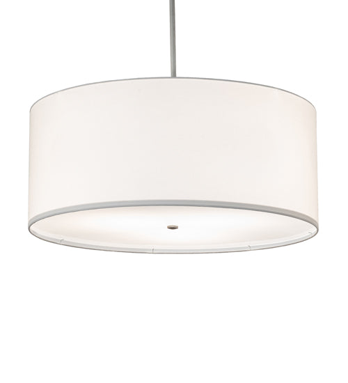 Meyda Lighting Cilindro 36" 3-Light Brushed Nickel Pendant Light With White Linen Textrene Shade