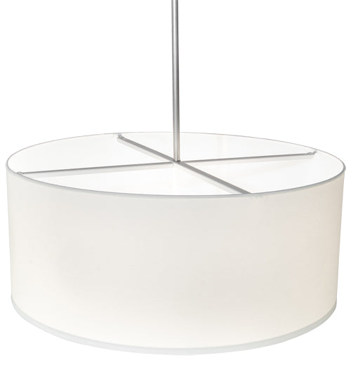 Meyda Lighting Cilindro 36" 3-Light Brushed Nickel Powder Coat Pendant Light With White Linen & Stataurio Idalight Shade