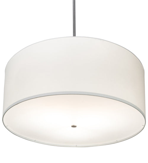 Meyda Lighting Cilindro 36" 3-Light Brushed Nickel Powder Coat Pendant Light With White Linen & Stataurio Idalight Shade