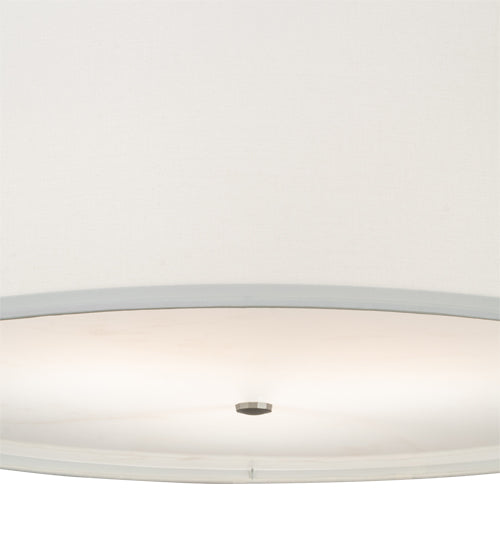 Meyda Lighting Cilindro 36" 3-Light Brushed Nickel Powder Coat Pendant Light With White Linen & Stataurio Idalight Shade