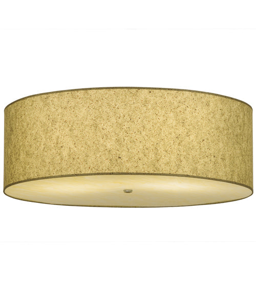 Meyda Lighting Cilindro 36" 3-Light Natural Aluminum Flush Mount Light With Sage Textrene Shade