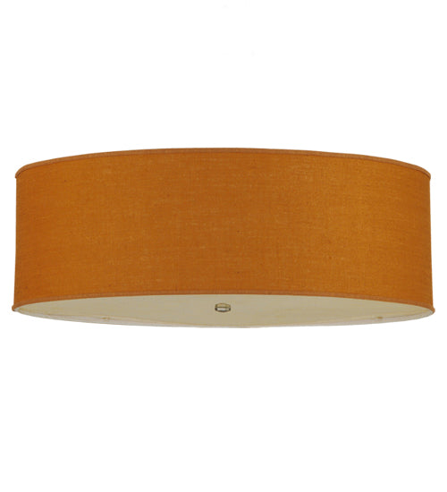 Meyda Lighting Cilindro 36" 3-Light Nickel Flush Mount Light With Copper Burlap & Bottocino Idalight Shade