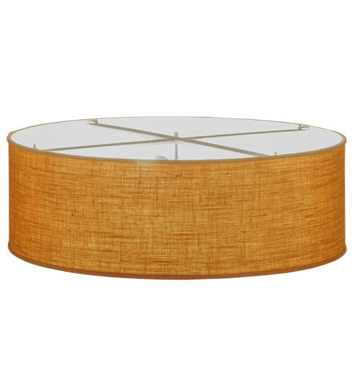 Meyda Lighting Cilindro 36" 3-Light Nickel Flush Mount Light With Copper Burlap & Bottocino Idalight Shade