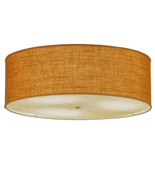 Meyda Lighting Cilindro 36" 3-Light Nickel Flush Mount Light With Copper Burlap & Bottocino Idalight Shade
