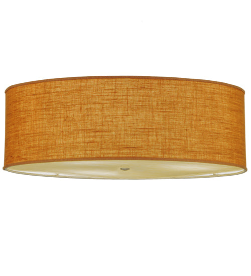 Meyda Lighting Cilindro 36" 3-Light Nickel Flush Mount Light With Copper Burlap & Bottocino Idalight Shade