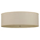 Meyda Lighting Cilindro 36" 3-Light Nickel Flush Mount Light With White Burlap Shade Glass