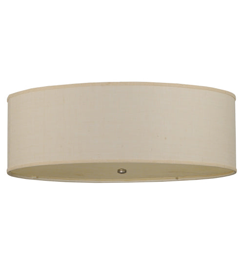 Meyda Lighting Cilindro 36" 3-Light Nickel Flush Mount Light With White Burlap Shade Glass