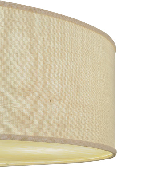 Meyda Lighting Cilindro 36" 3-Light Nickel Flush Mount Light With White Burlap Shade Glass