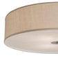 Meyda Lighting Cilindro 36" 3-Light Nickel Flush Mount Light With White Burlap Textrene Shade