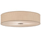 Meyda Lighting Cilindro 36" 3-Light Nickel Flush Mount Light With White Burlap Textrene Shade