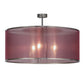 Meyda Lighting Cilindro 36" 3-Light Nickel Palace Pendant Light With Aubergine Textralite Shade