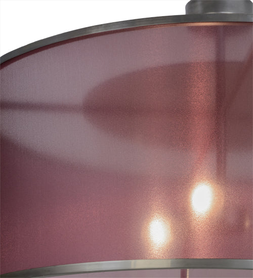 Meyda Lighting Cilindro 36" 3-Light Nickel Palace Pendant Light With Aubergine Textralite Shade